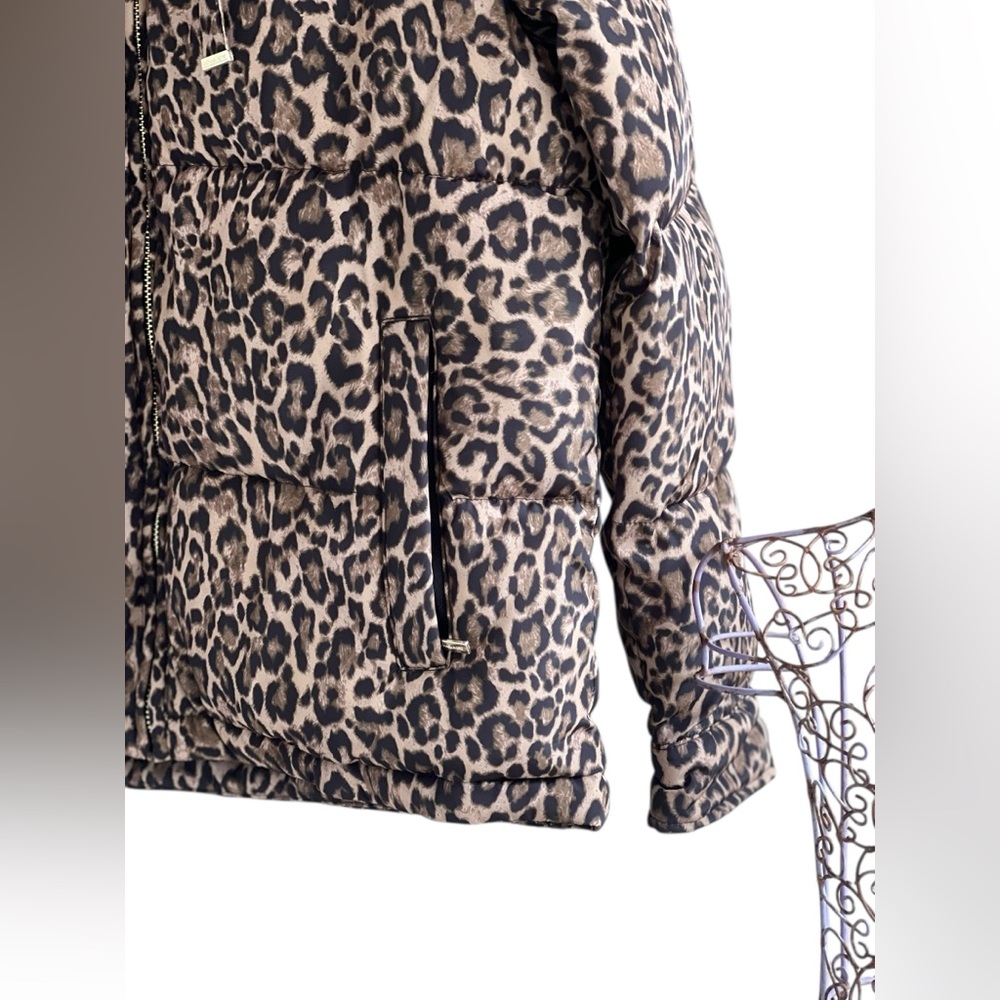 Michael Kors Leopard Print Women's Hooded Coat In Size M - Picture 5 of 16